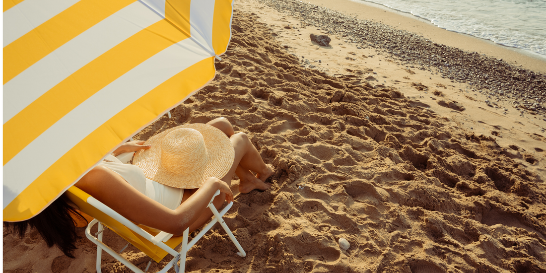 beach chair and umbrella