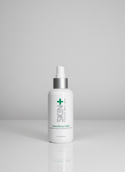 Skincare bottle labeled 'SKIN' on a gray background